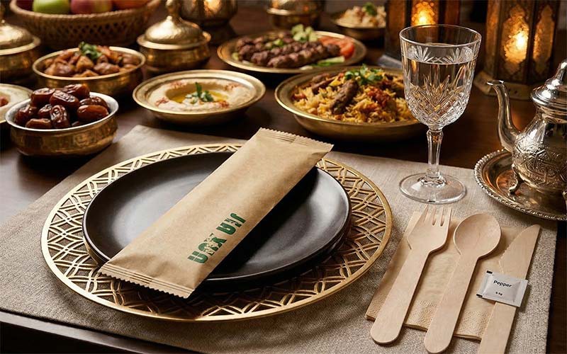 Luxury catering using individually packaged wooden knives odm for a Ramadan event in Riyadh Luxury catering using individually packaged wooden knives odm for a Ramadan event in Riyadh